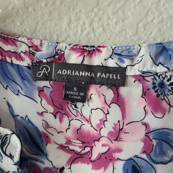 Adrianna Papell Floral Pullover Blouse SZ Small Office Work‎ Career Travel - Picture 4 of 10